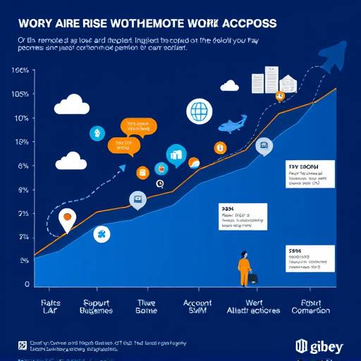 A dynamic infographic showing the rise of remote work adoption across different industries.